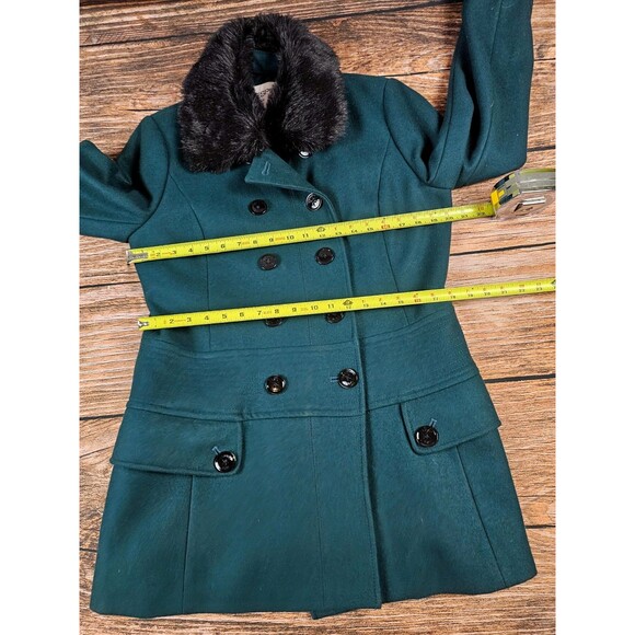 ESPRIT Womens L Designer Double Breasted Wool Blend Pea Coat Emerald Green EUC - Picture 11 of 12
